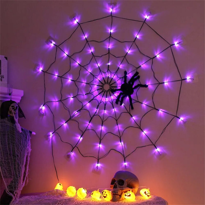 Luz LED em Teia de Aranha para halloween