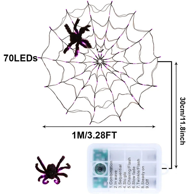 Luz LED em Teia de Aranha para halloween