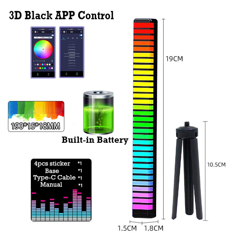 MusicLevel - Led sensível ao som! - Bateria Recarregável!