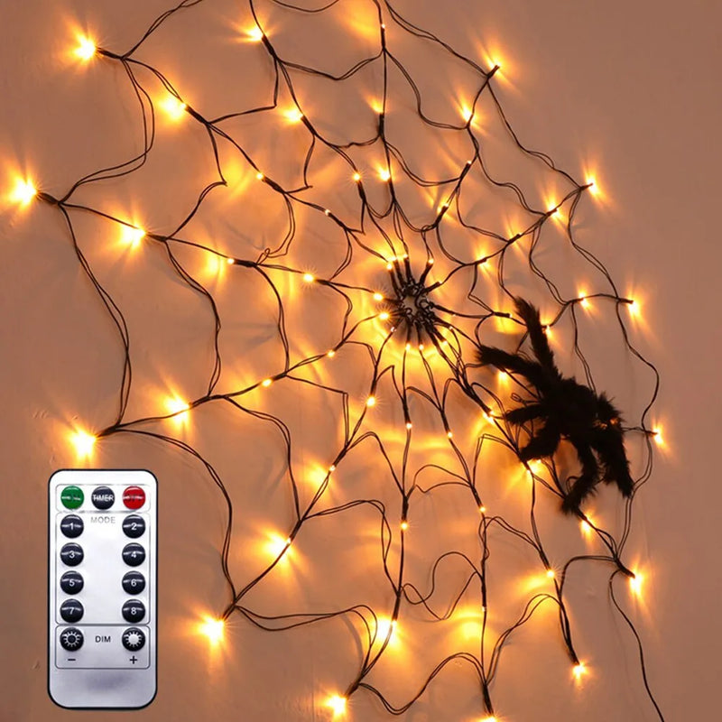 Luz LED em Teia de Aranha para halloween