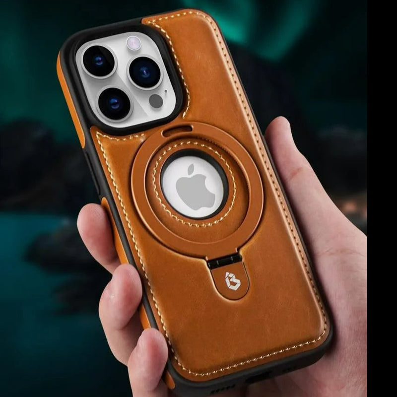 Capa de couro magnética Kickstand para iPhone