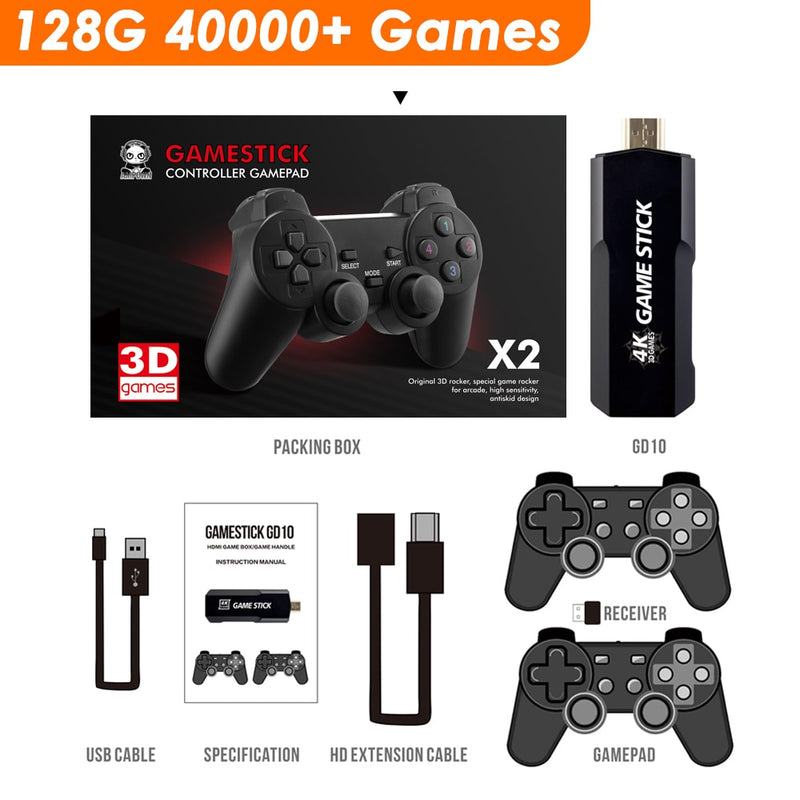 Video Game Stick GD10 Retrô Ultra 4K 128GB + 2 Controles Sem Fio