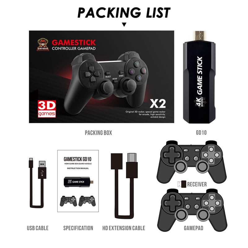 Video Game Stick GD10 Retrô Ultra 4K 128GB + 2 Controles Sem Fio